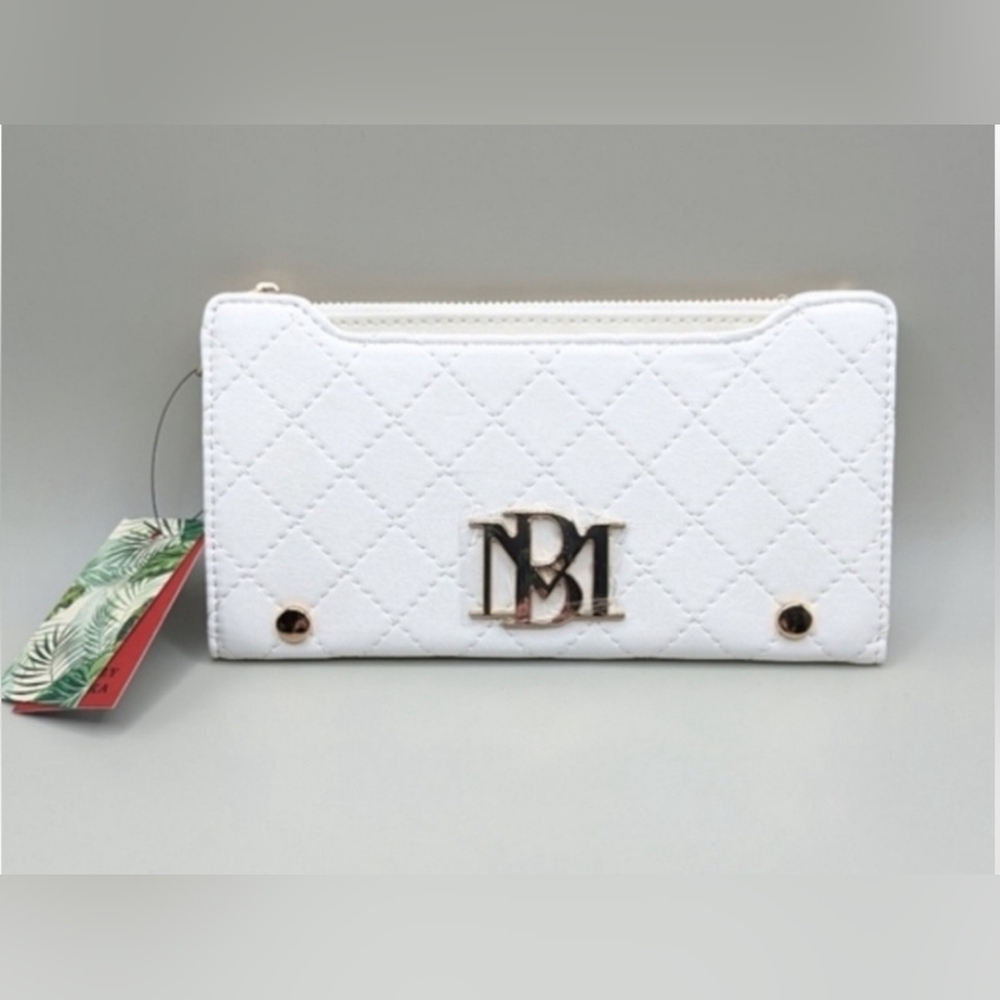Badgley Mischka White Quilted Long Women's Wallet NWT